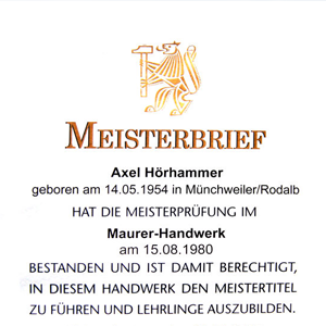 Zertifikate & Qualifikation Hörhammer Bauunternehmung